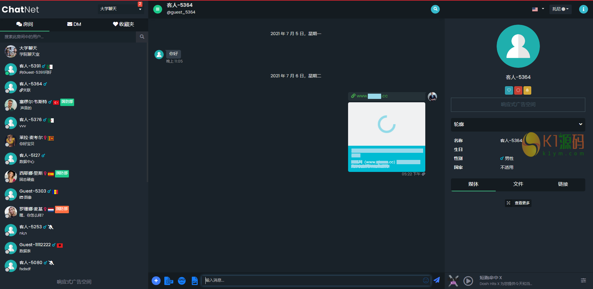 多人在线匿名聊天室/私人聊天室源码/支持同时创建多个聊天室插图1