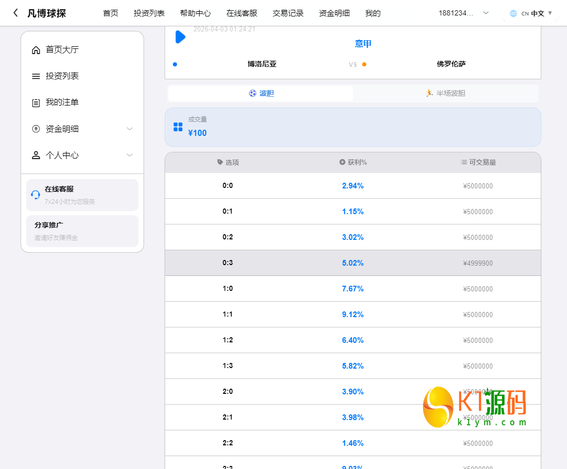 全新二开反波胆,足球赛事,竞猜游戏,pc,手机自适应页面,全开源,运营版【亲测源码】插图3