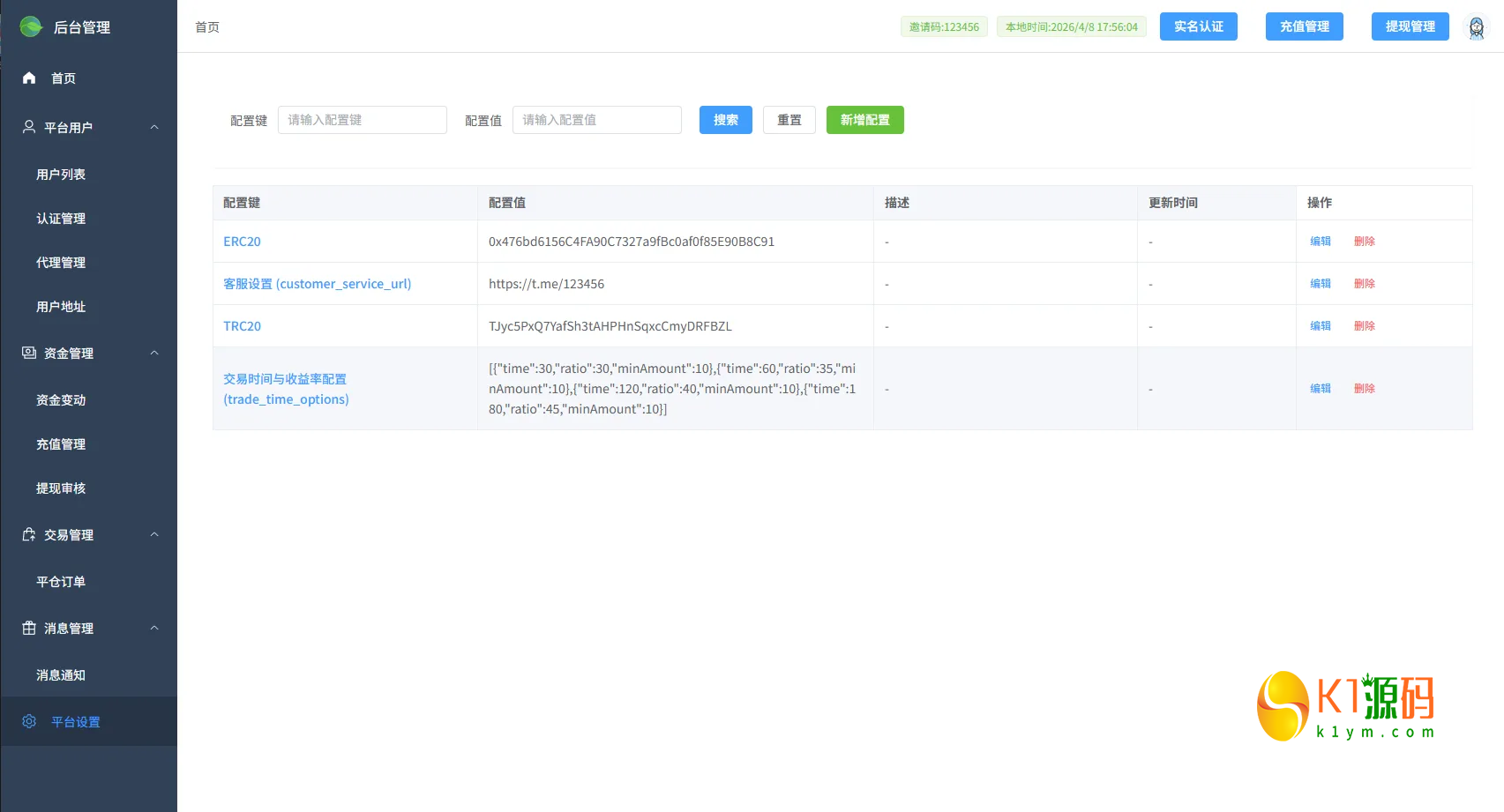 全新版多语言JAVA微盘系统源码前后台VUE开源适配虚拟币/贵金属/外汇微交易插图11