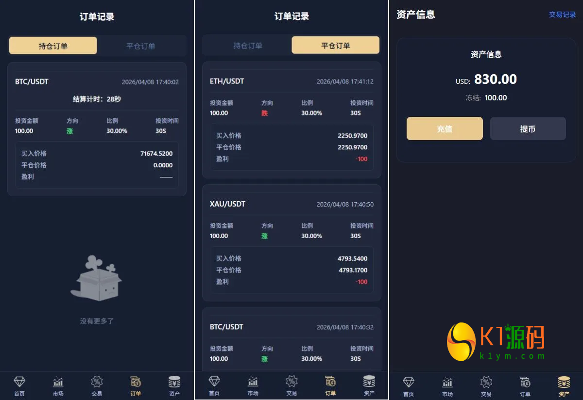 全新版多语言JAVA微盘系统源码前后台VUE开源适配虚拟币/贵金属/外汇微交易插图3