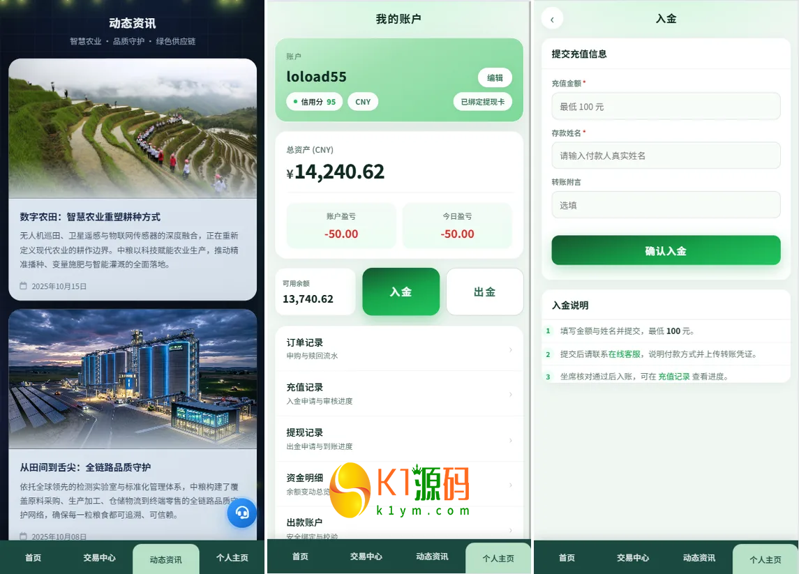 农产品微交易系统搭建出租源码PC自适应信用分委买微盘定制插图2