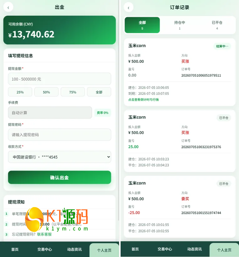 农产品微交易系统搭建出租源码PC自适应信用分委买微盘定制插图3