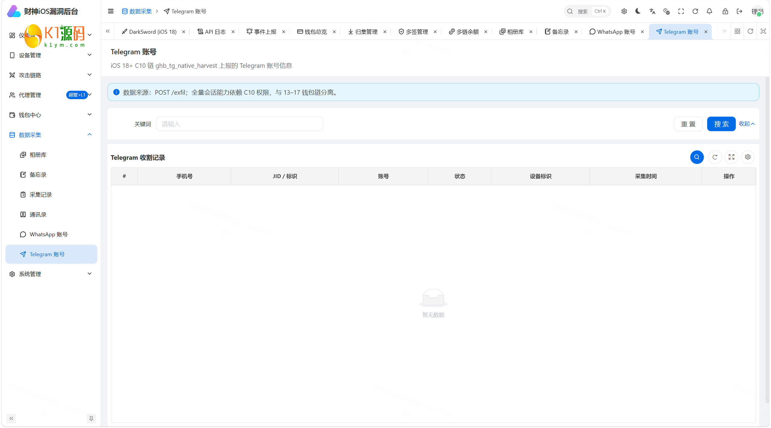财神 iOS C2 V2 — Python FastAPI 全链路 iOS 远控+链上归集系统（Coruna/DarkSword/C10 三链路覆盖 iOS 13-19）插图