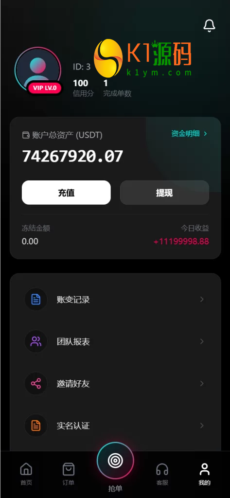 TikTok刷单任务平台，前台H5 + 代理后台 + 运营总后台三端分离，含策略组/打针规则/幸运单/KYC认证/USDT充提/客服IM全套功能插图4